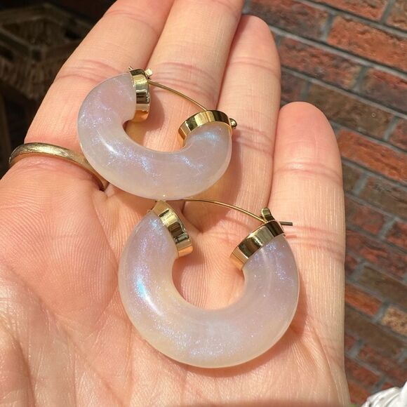 Green Portofino Diva 18K Gold Stainless Steel Hoop Earrings - Picture 12 of 17